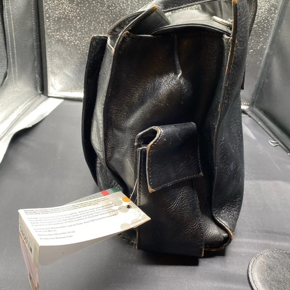 645 Wilson black Leather Pelle studio briefcase/satchel NEW W TAGS